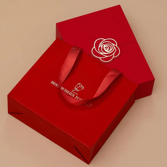 Valentine's Day Red Gift Box - Elegant Empty Box