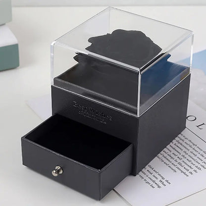 Eternal Flower Acrylic Jewelry Box with Real Rose Necklace