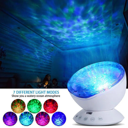 LED Ocean Projection Night Light with USB Remote