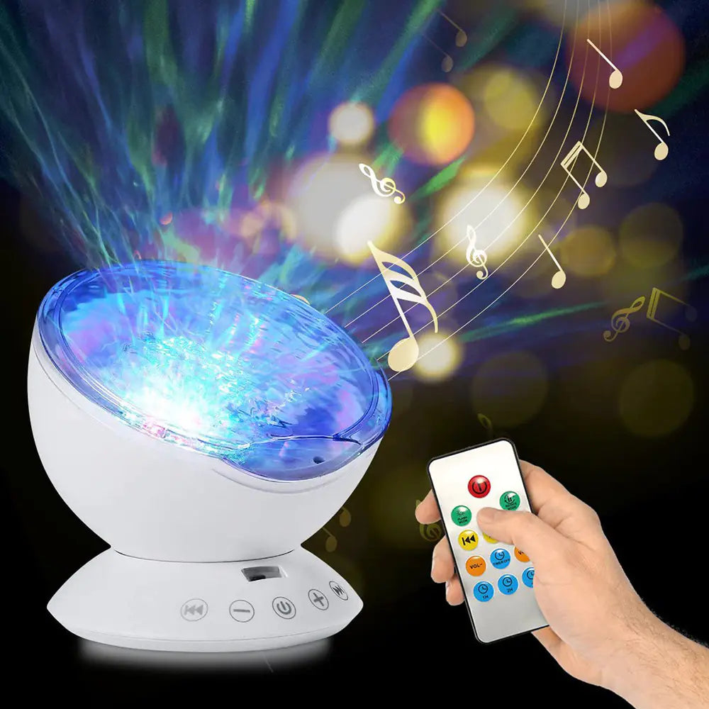 LED Ocean Projection Night Light with USB Remote